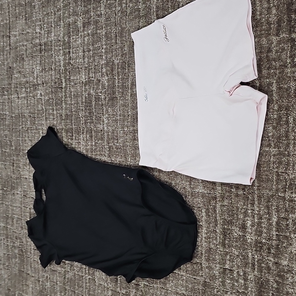 Justice Black Kids Bodysuit/Leotard For Dance Pink Shorts